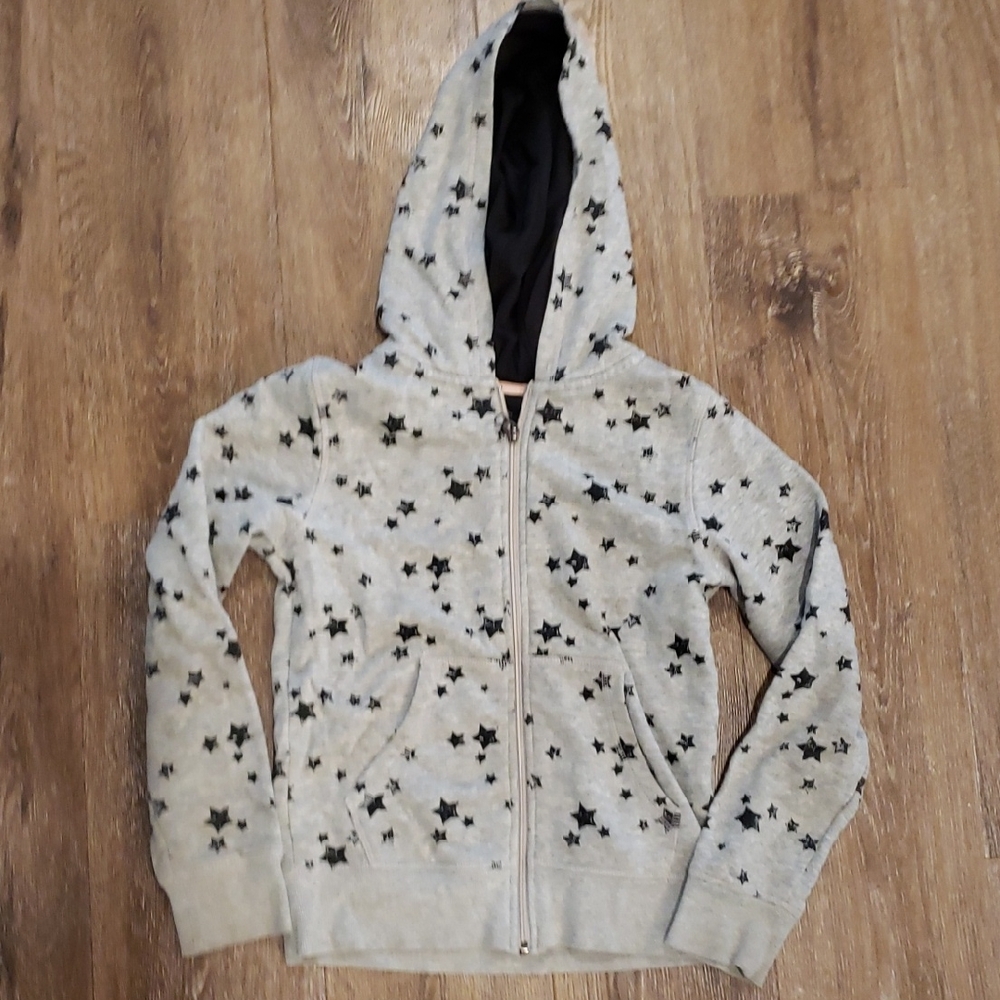 3/$20 Kids Star Pattern Gray Black Zip Hoodie, Sears Brand Unisex Size 10-12